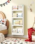 Nursery Book Shelves for Wall, 4-Tier Kids Bookshelf Wall Mounted, Floating Children's Bookcase for Kids Room, Playroom, Nursery, 39.8 x 15 x 114.5 cm White MCW04WB