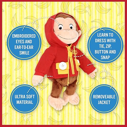 Miniatura 3 de KIDS PREFERRED Curious George Learn to Dress Monkey - Juguetes de peluche suaves y lindos regalos para bebés y niños pequeños y niñas, animal de