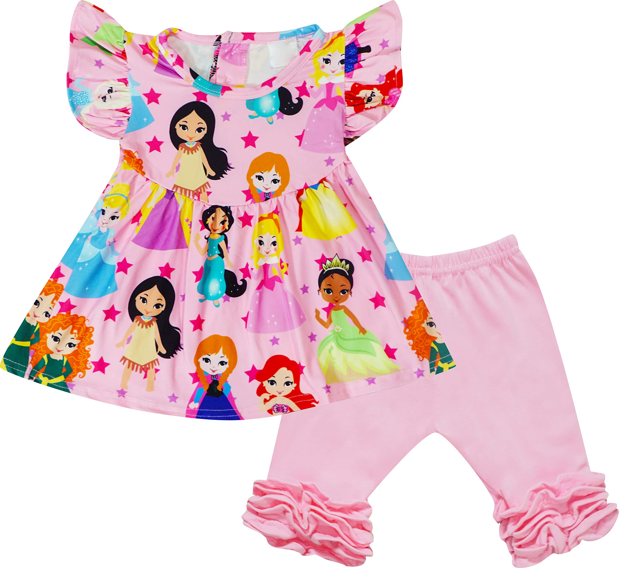 Baby Toddler Little Girls Boutique Clothing Fairy Tales Princess Ruffle Top Capri Leggings or Shorts Set