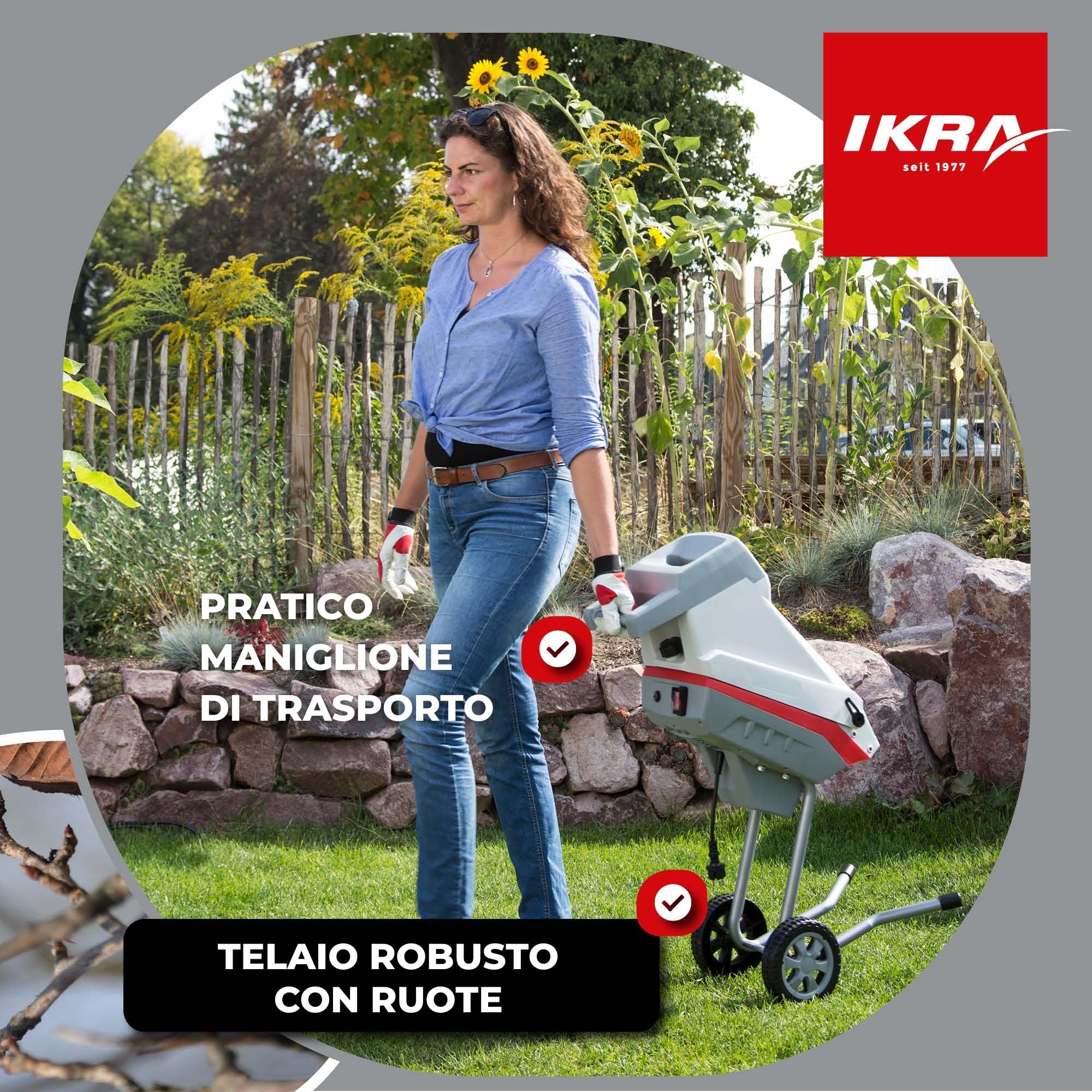 IKRA trituratore elettrica IMH 2500, 2500 W, lame reversibili, sacco 45 l