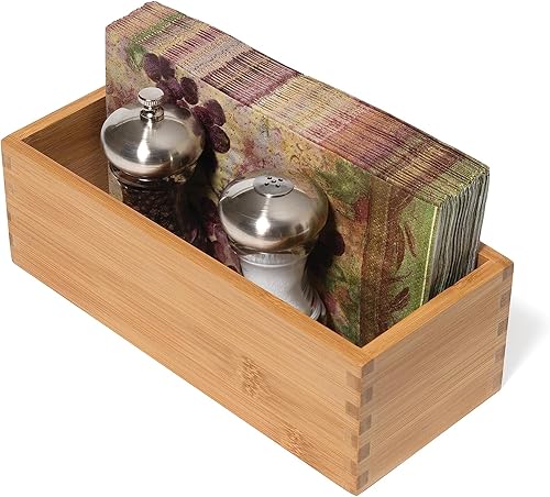 Miniatura 6 de Lipper International Caja de almacenamiento de madera de bambú para utensilios de cocina, maquillaje o suministros de oficina, 4 x 9 14 x 3 pulgadas