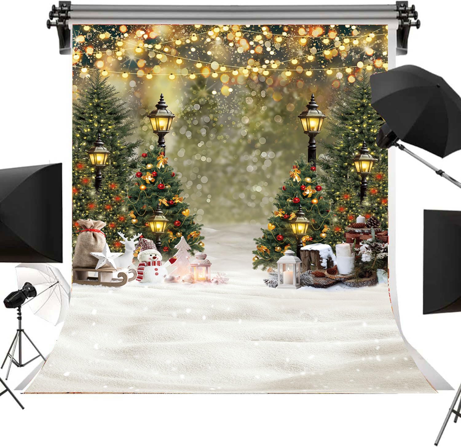 Toile De Fond Verte Pour Sapin De Noël Et Flocon De Neige - Scène De