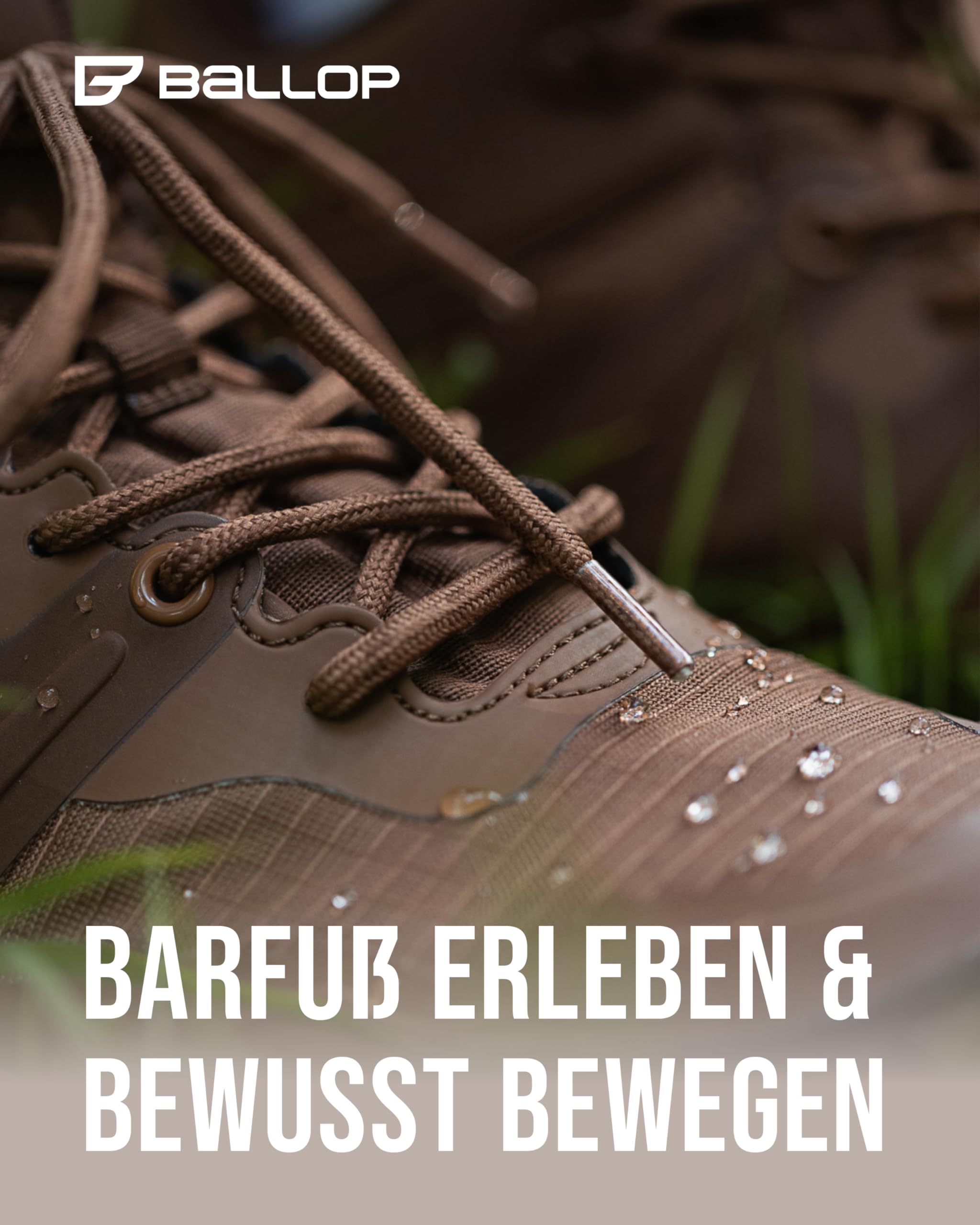 BALLOP Kuluba W Barfußschuhe Damen & Herren Braun – wasserdichte Wanderschuhe für Outdoor-Abenteuer bei jedem Wetter, Natürliches Laufgefühl
