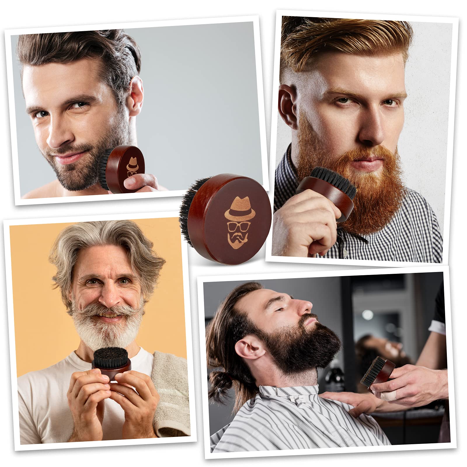 Cepillo para barba, cerdas de jabalí puro, cepillo de madera de nogal negro para hombres, para domar y suavizar tu vello facial 5