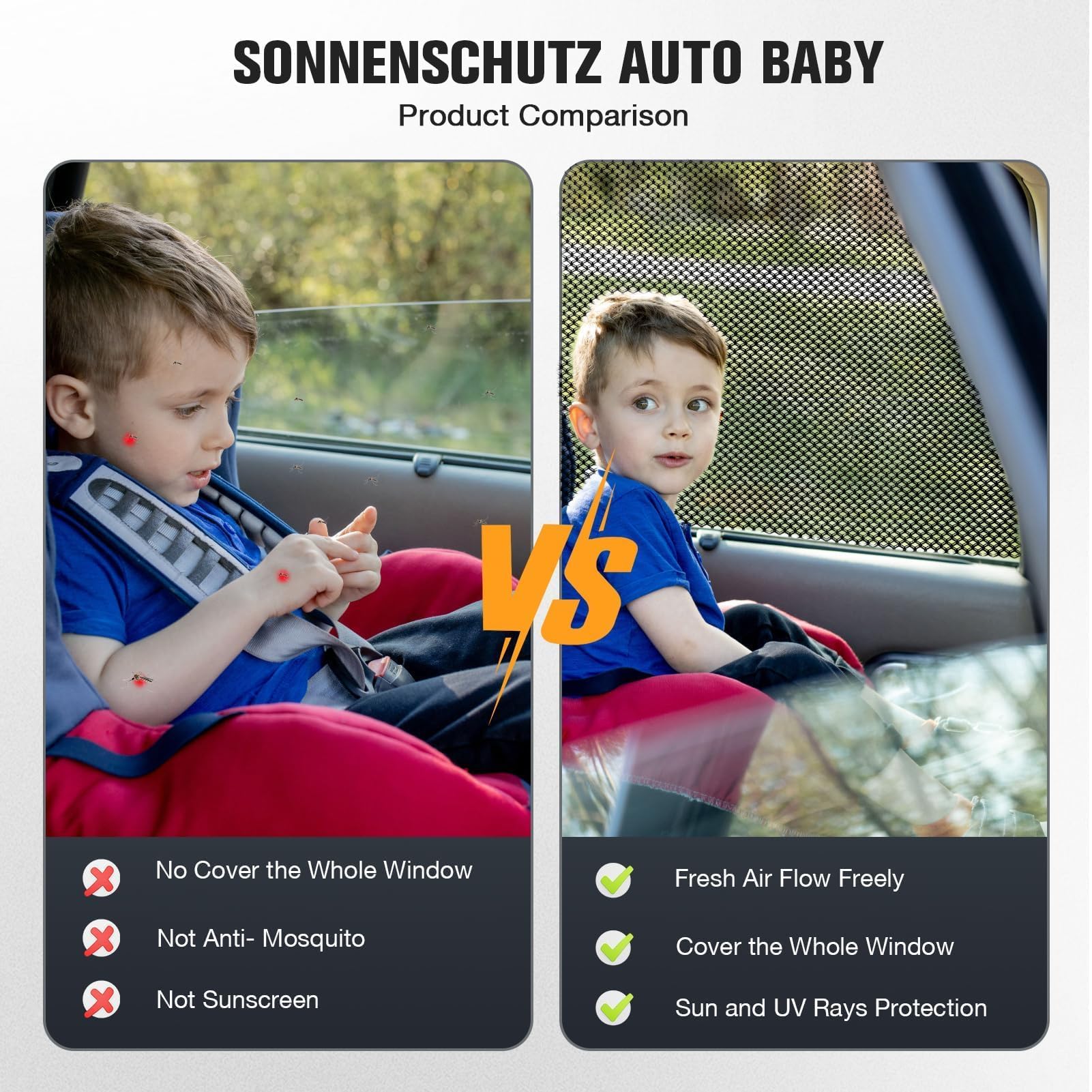 2 Pièces Pare Soleil Voiture Bébé, Chaussette Voiture Pare Soleil, Bloquer Les Rayons UV Protege Soleil Voiture Animaux et Bebe Enfants, Universelle par Soleil Voiture pour Plupart Voitures Noir
