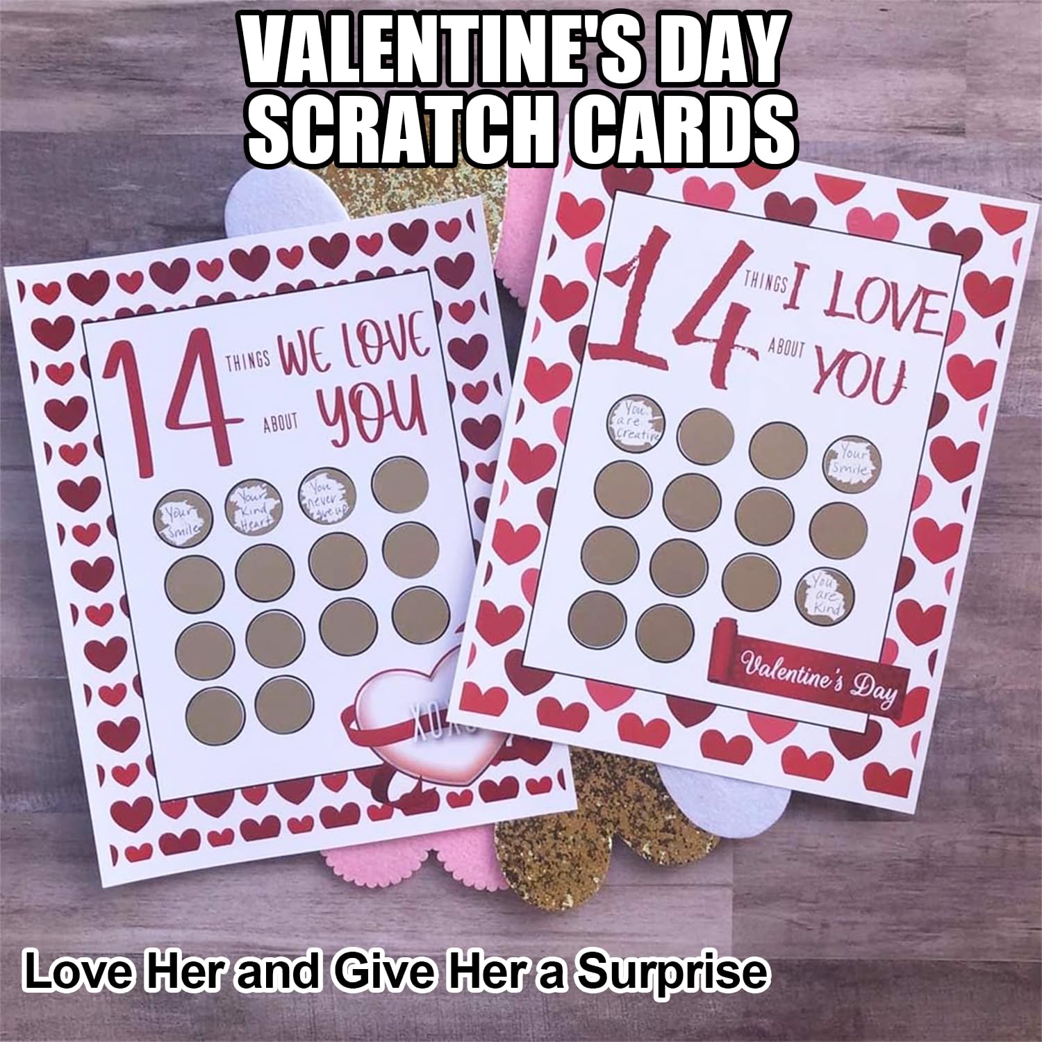 Tarjetas para rascar de San Valentín, 14 cosas que amo sobre ti, 14 tarjetas para rascar, calendario de Adviento del día de San Valentín para él, ella, marido, esposa, novia, novio (A-I Love)