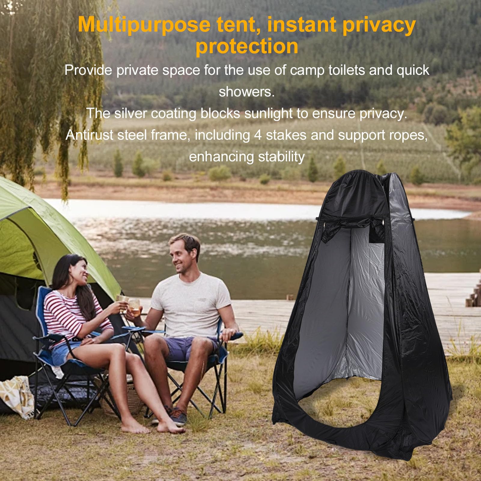 Kit de Inodoro Portátil, Baño Acampar Orinal Portátil para Adultos con Carpa Privacidad Plegable, Ducha Al Aire Libre Lavable y Vestuario para Viajes Vehículos Recreativos