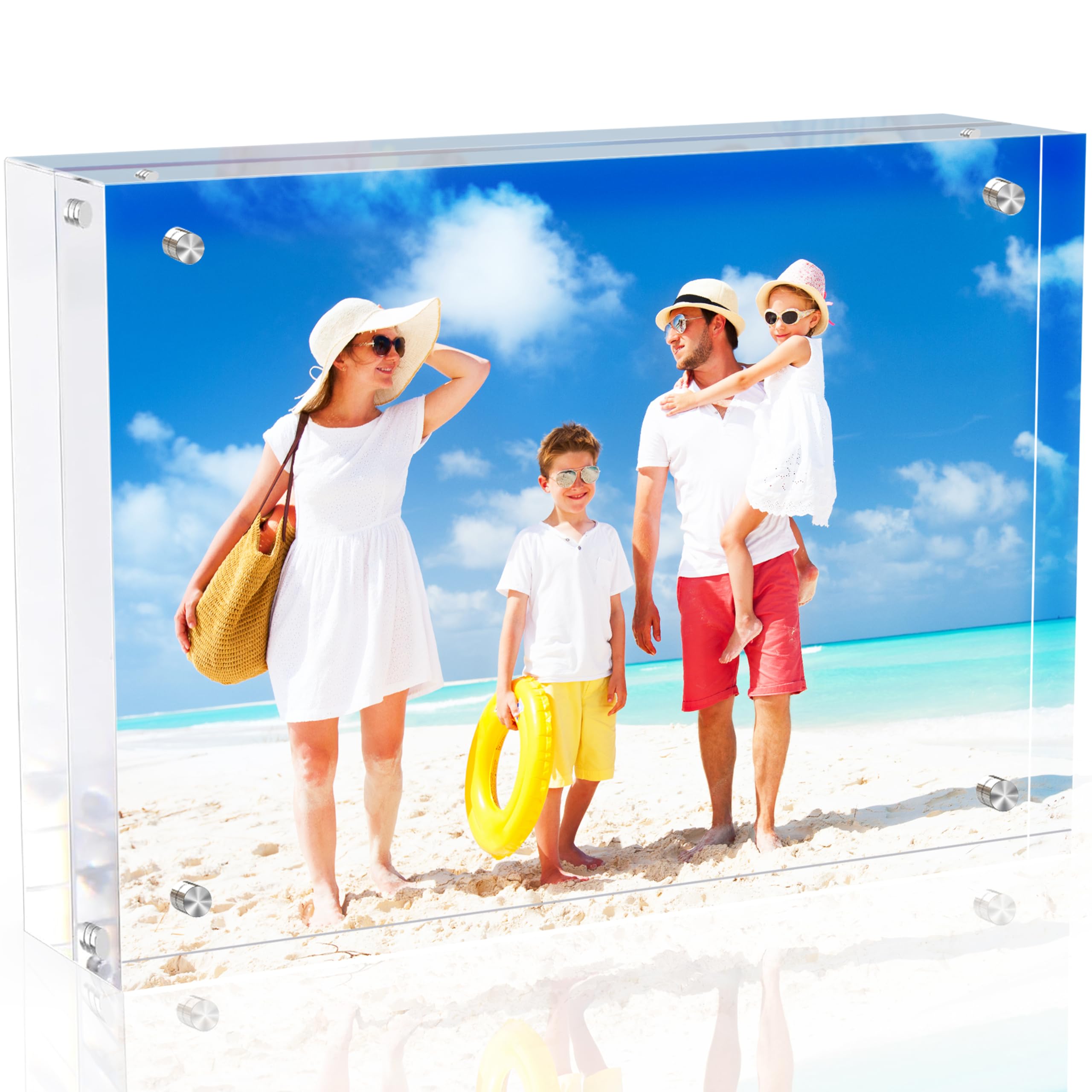 laapee 4x6 Inches Acrylic Picture Frames 1 Pack, Double Sided Magnetic Photo Frames,Free Standing on Desk or Table Clear Picture Frames
