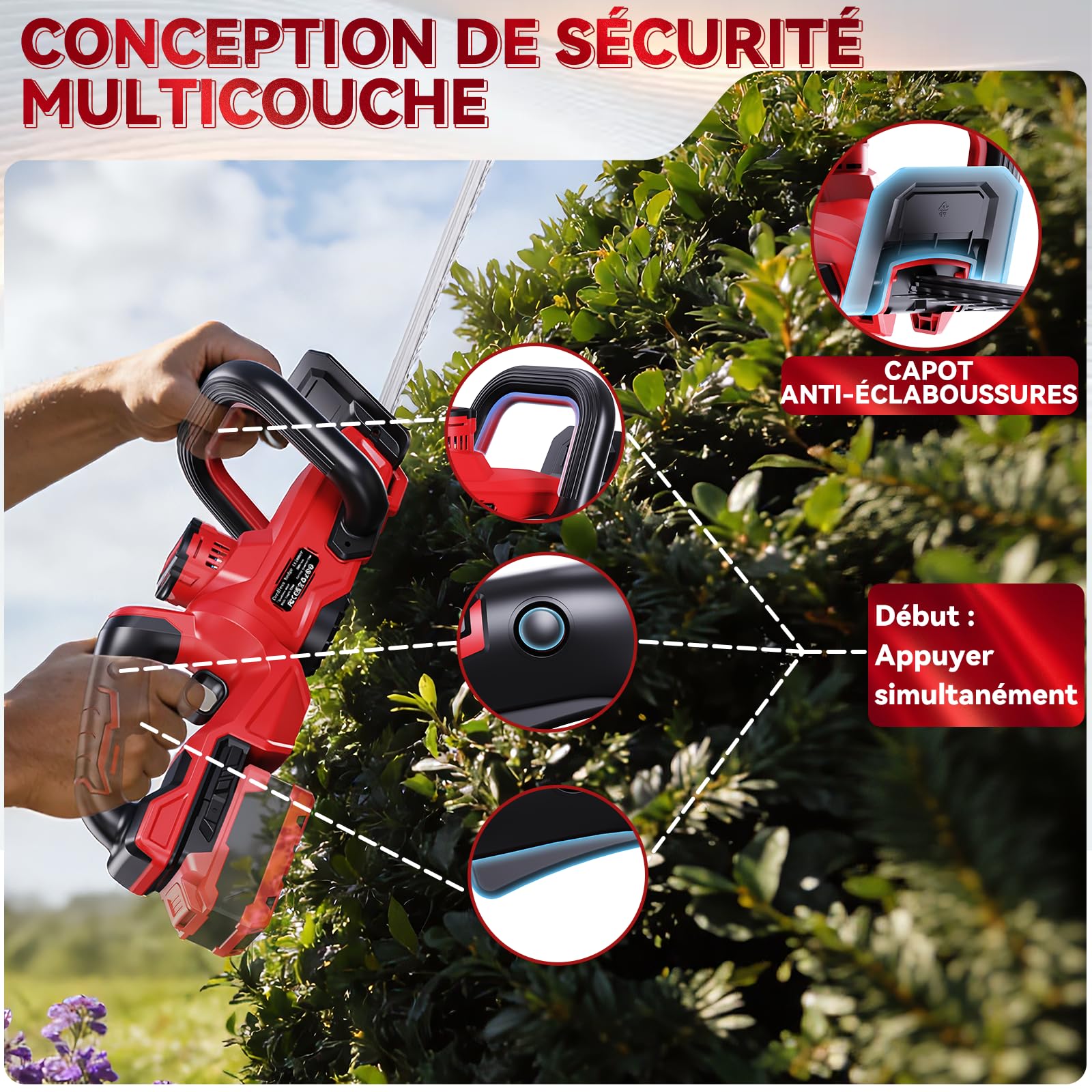 Taille Haie Batterie, pour Batteries Makita 18V, Taille-Haie Électrique
