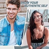 Vista 2 de Happy Store CN56 Gafas de estilo nerd wayfarer de inspiración vintage, marco de carey, lentes transparentes UV400