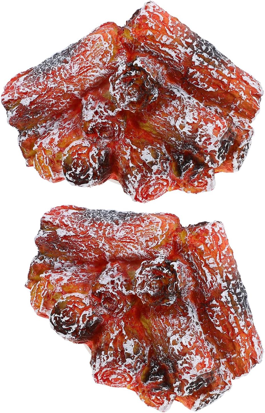 2pcs USB Powered LED Resin Faux Charcoal Campfire Lamps with Realistic Flame Effect, Ambient Mood Light for Indoor Décor, Nightstand Accent