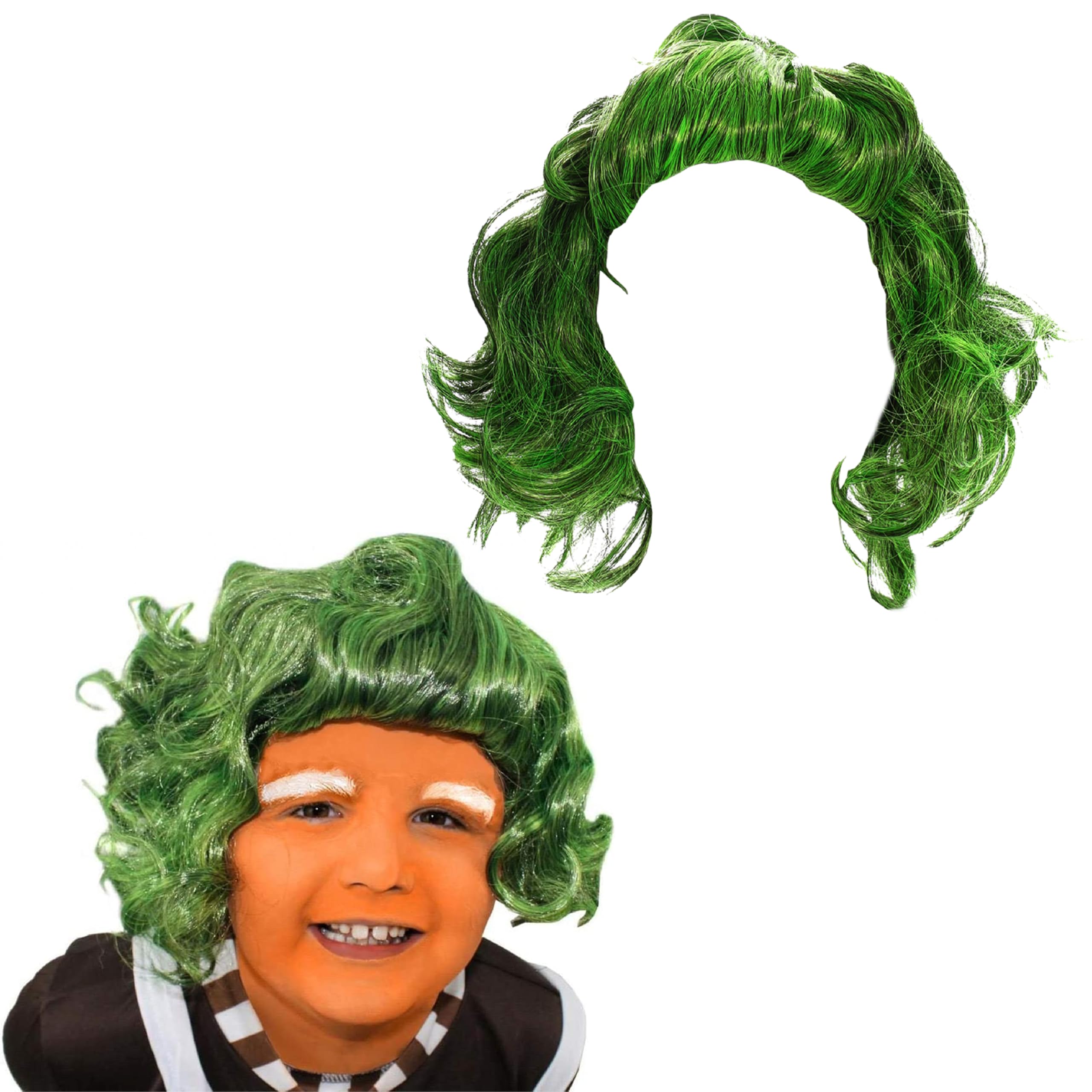 Childs Chocolate Factory Worker Wig - Pack of 1 - Green Curly Wig Accessory - Kids World Book Day Book Week Fancy Dress Costume Accessory
