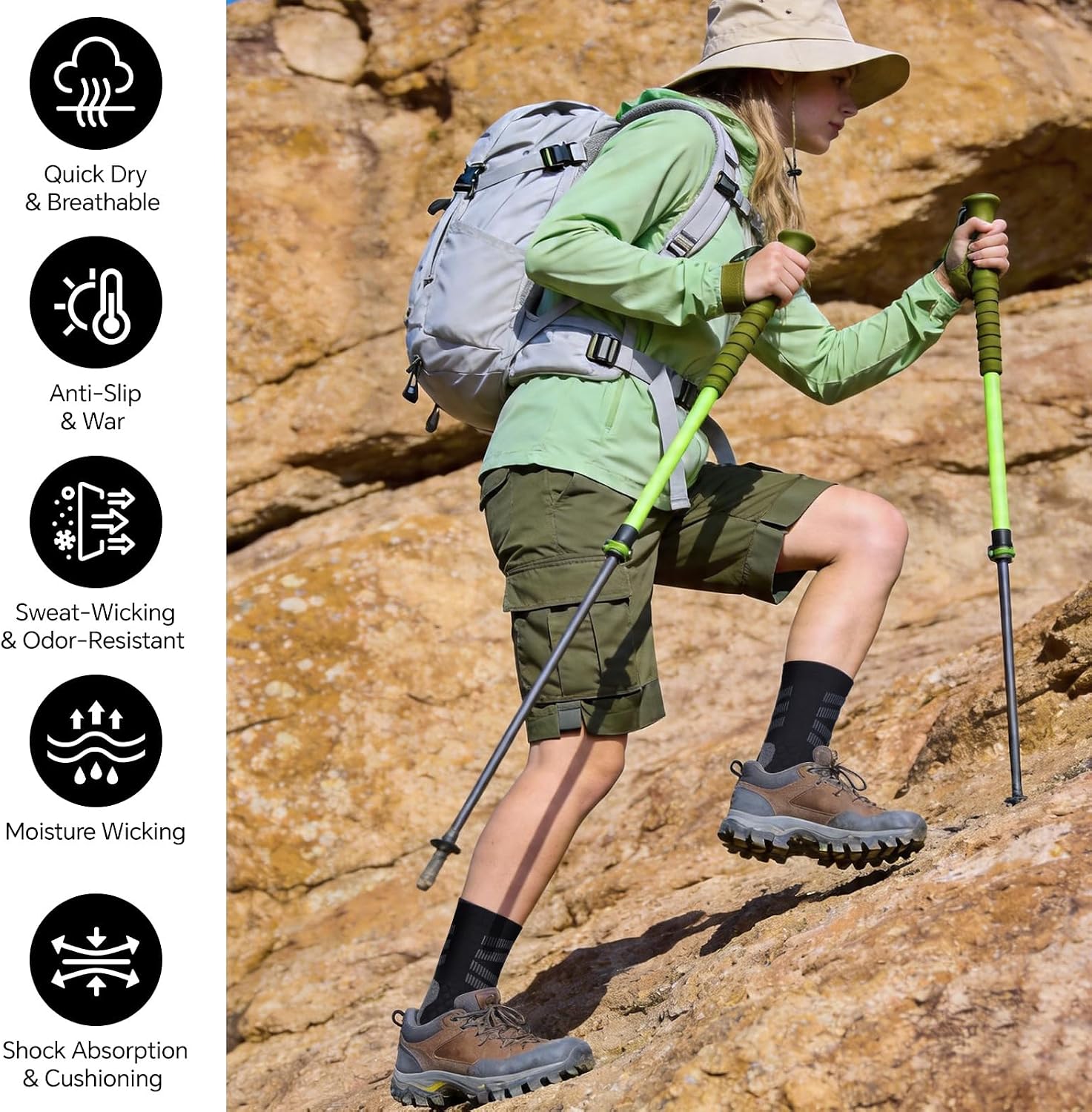 Women Hiking Crew Socks, Winter Thermal Warm, Moisture Wicking Cushioned Sole, Cozy Outdoor Boot Work Athletic