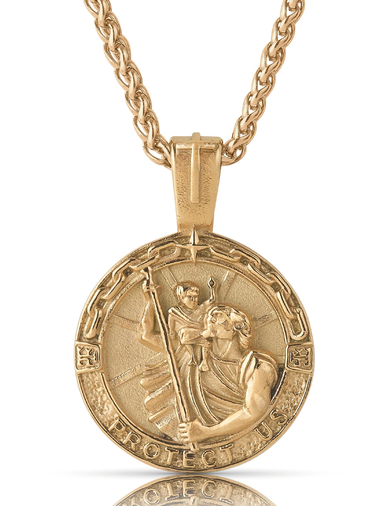 Forge & Foundry Men's Religious Pendant with 21" Extendable Necklace Chain - Compass | Saint Michael | Saint Christopher Pendant