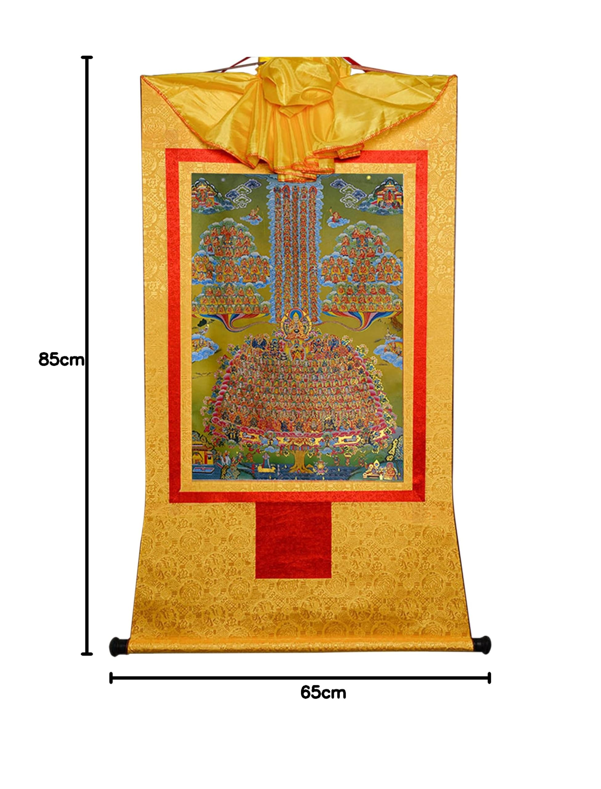 Gandhanra Thangka Tibetische Wandbehang,Je Tsongkhapas Zufluchtsbaum Thangka,Heißgeprägter Buddha Wandteppich für Zen Wohnkultur, Meditation, Spirituelle Entspannung und Ruhe