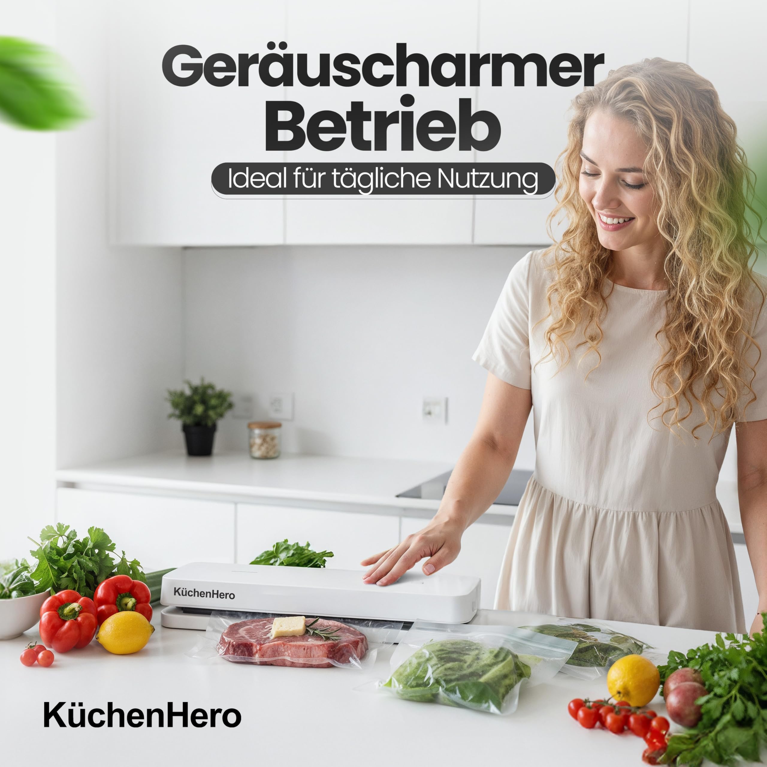 Vakuumierer mit Glasoberfläche & Touch – Premium Vakuumiergerät Weiß – Inkl. 10 Beutel & Schlauch – 5 Modi (Dry/Moist/Pulse) – Leises Folienschweißgerät für Sous Vide & Lebensmittel