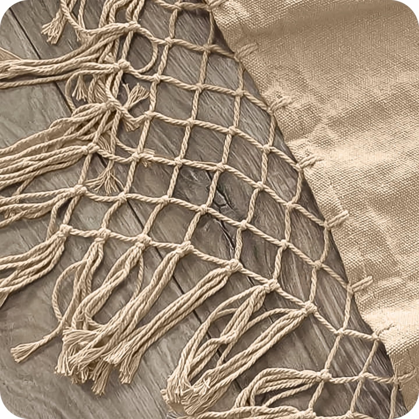 Amaca da esterno in stile bohémien 190 x 150 cm beige 120 kg cotone poliestere con frange sacchetto trasporto