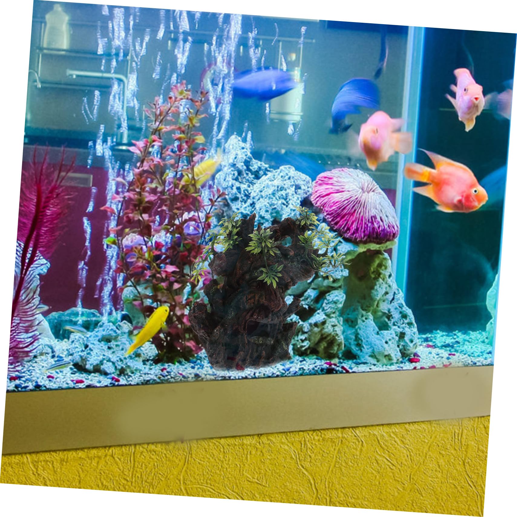 BESPORTBLE 2 Piezas Tratamiento De Pecera Accesorios para Peceras Adornos Mini Alimentador Estanque Cueva Falso Aerodinámico Decoración De Tocón De Broma Grandes Adornos para Acuarios Resina