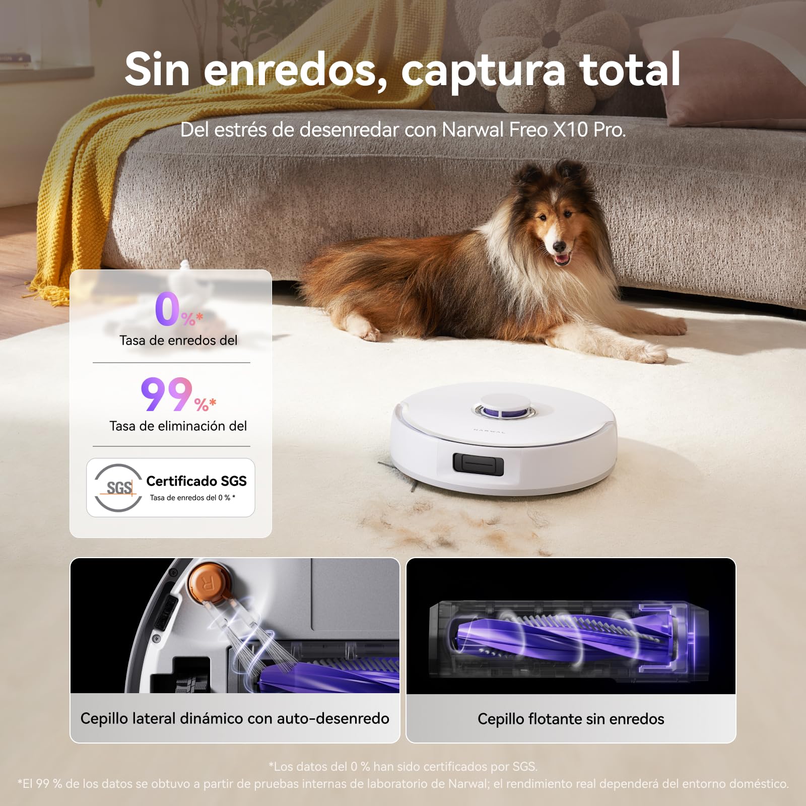 NARWAL Freo X10 Pro Robot Aspirador y Fregona, Sistema sin Enredos | Autolimpieza y Secado, Presión de 8 N, Succión de 11.000 Pa, Lidar, 220 Min de Autonomía, Apto para Alfombras