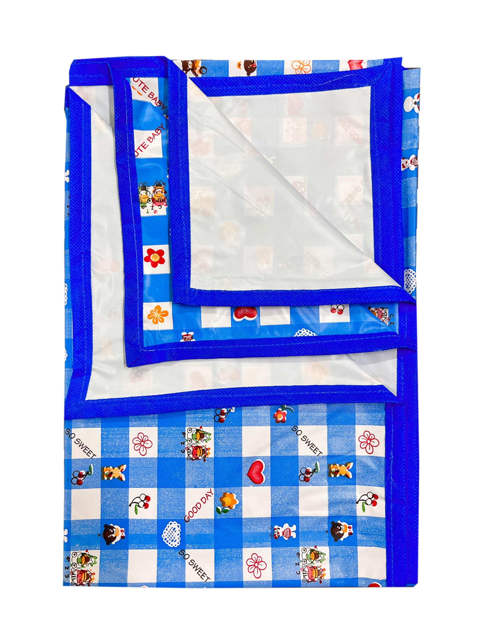 EcoSoft Plastic Sheet,PVC Sheet for Kids,Rubber Sheet for Babies,Bed Wetting Protector(90 x 135 cm) (Blue Good Day)