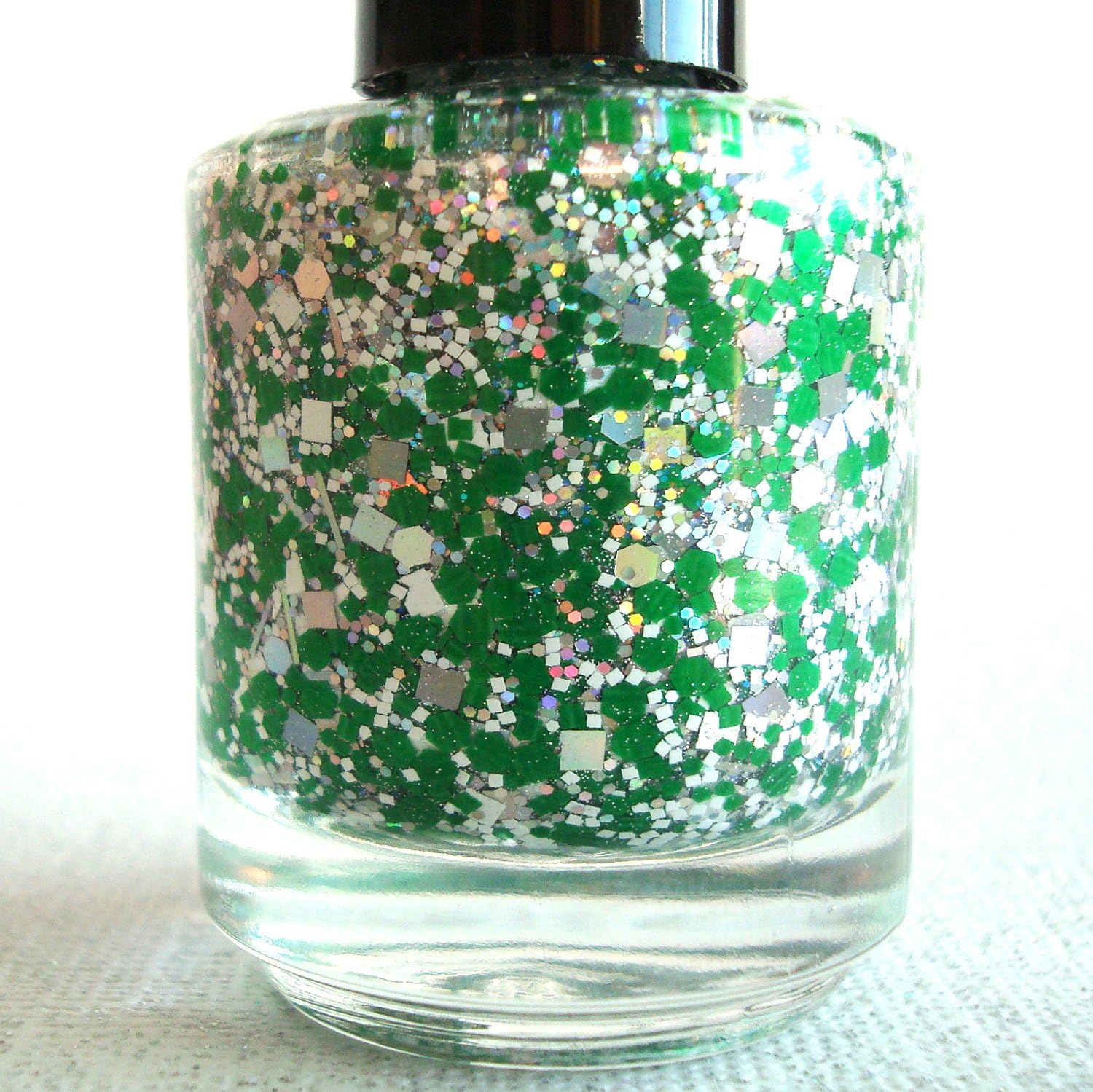 Envy Nail Polish - Green Silver White Glitter Nail Polish by Rainbow Polish