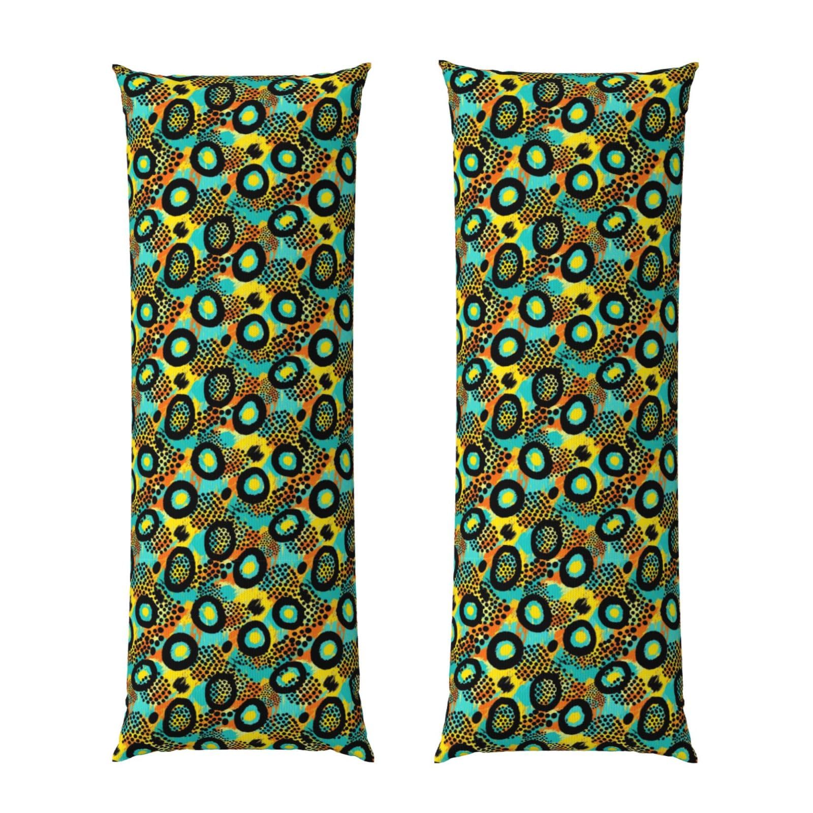 Body Pillow Case 20x54, Turquoise Green Yellow Cheetah Leopard Print, Zippered Soft Pillow Cover, Plush Flannel Fabric, Comfortable Cushion Protector for Bedroom Living Room Couch