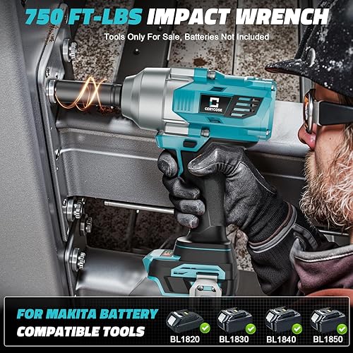 Miniatura 9 de Llave de impacto inalámbrica de 12 pulgada compatible con batería Dewalt, pistola de impacto eléctrica sin escobillas de 1000 pies-libras (1360