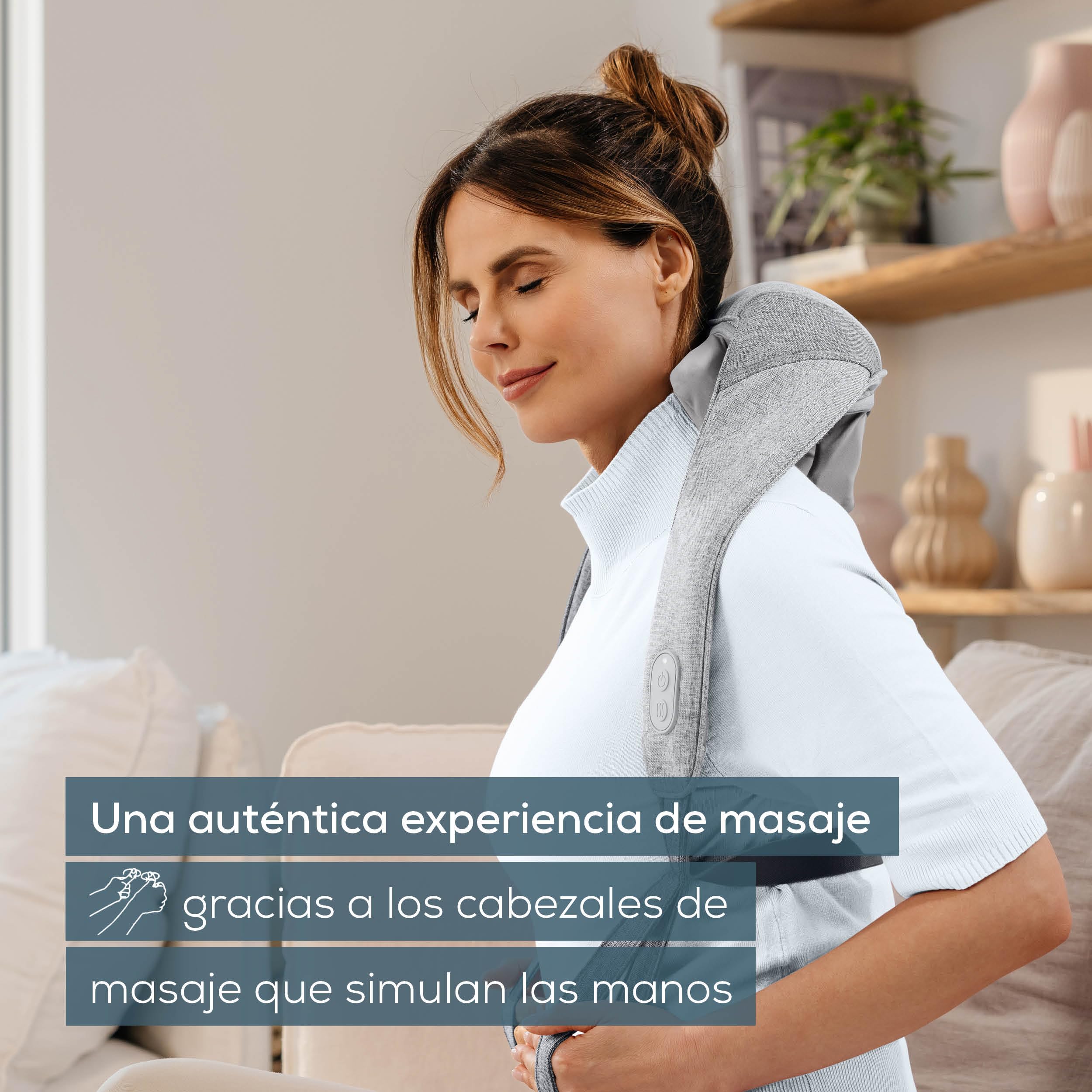 Beurer MG 154 Aparato de masaje para la nuca con batería con función de calor, para hombros y nuca, funcionamiento inalámbrico de hasta 2 horas, 6 cabezales y dedos de masaje que simulan las manos