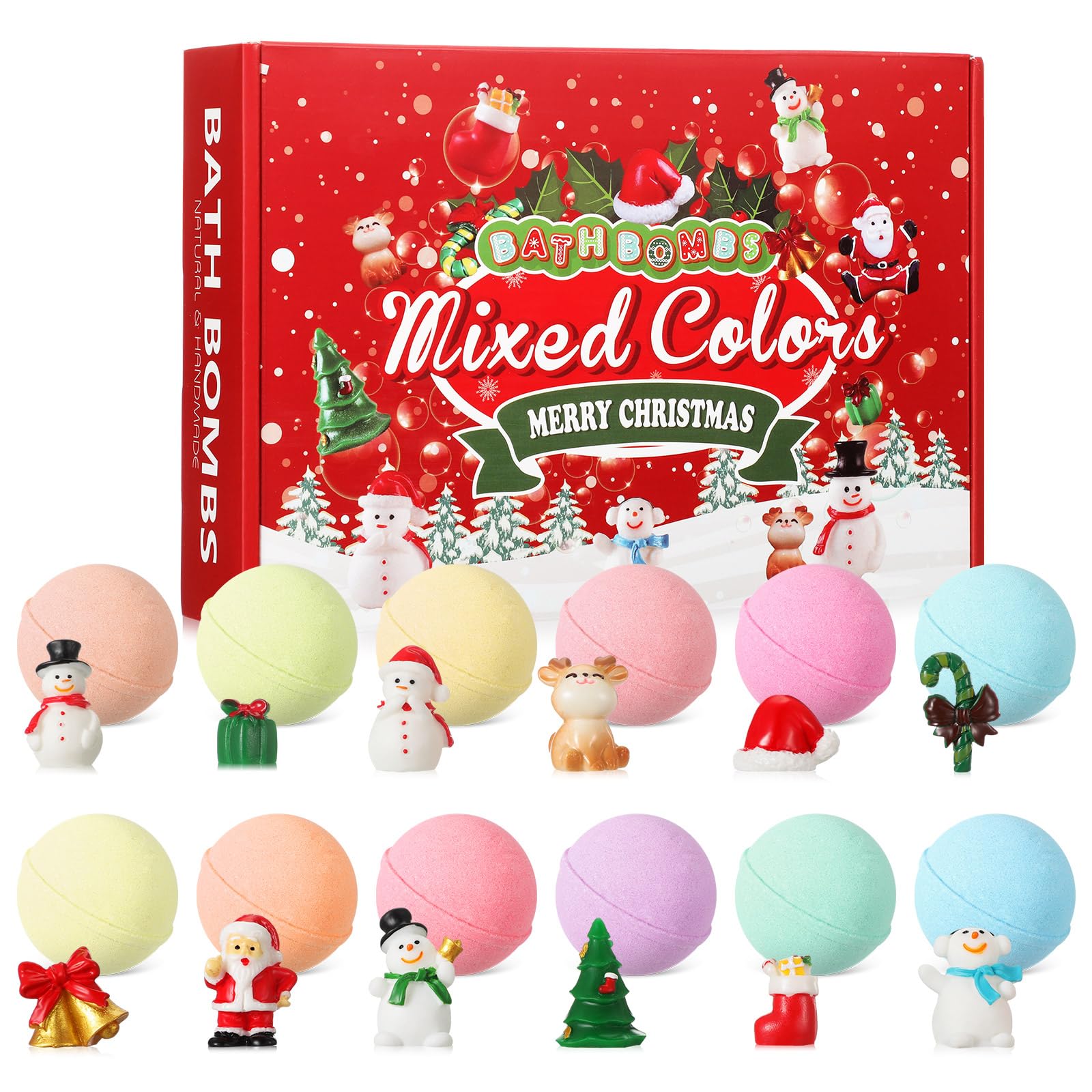 Loopeer 12 Pcs Bath Bombs Miniature Toys Scented Bath Fizzies Bath