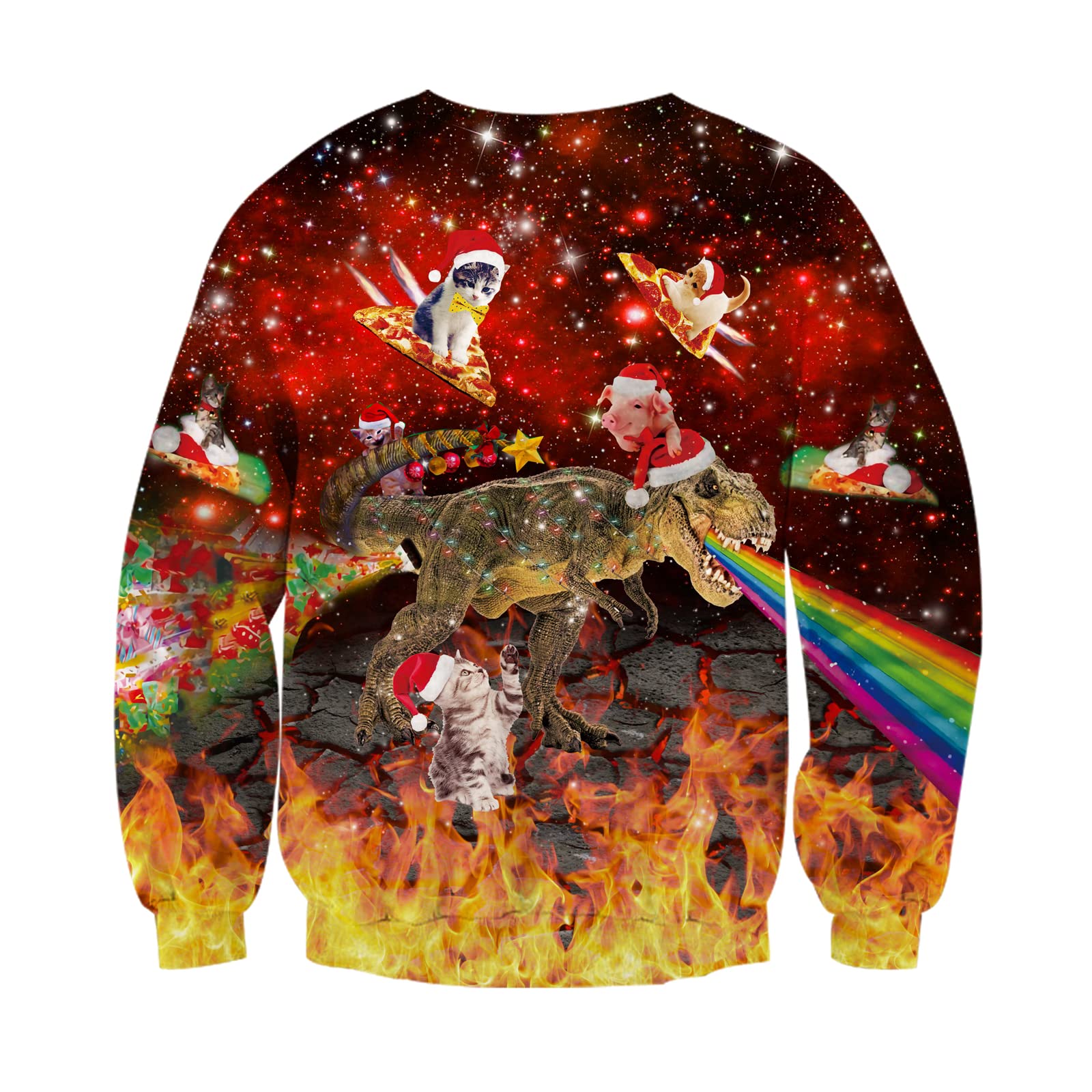 Loveternal Unisex Hässliche Weihnachtspullover 3D Druck Ugly Christmas Sweater Langarm Xmas Pullover Jumper S-3XL