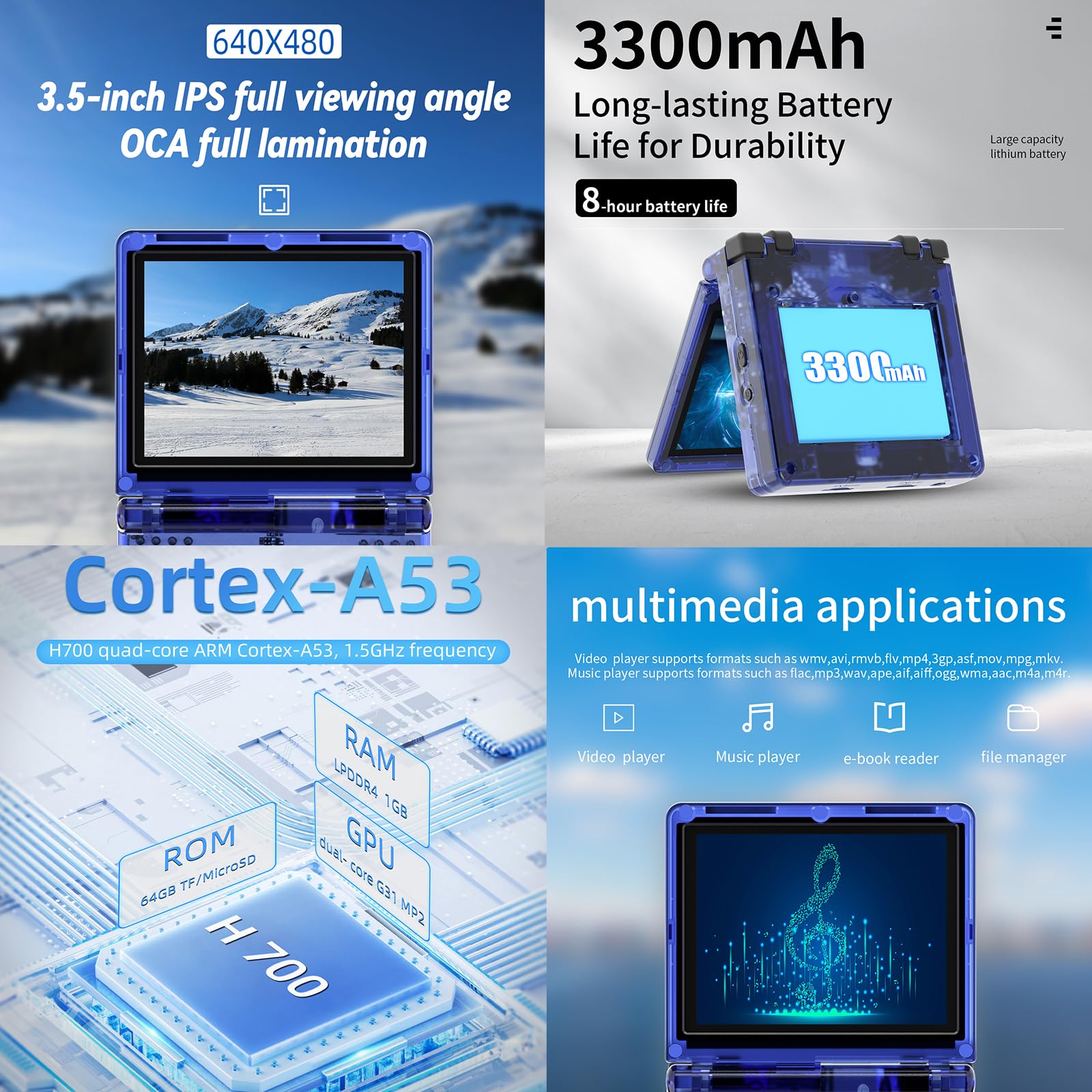 RG35XX - Consola de juegos de mano retro con tapa estilo retro, consola de juegos portátil clásica con pantalla IPS de 3.5 pulgadas, batería de 3300 mAh, soporta 5G WiFi, Bluetooth, HDMI, salida de