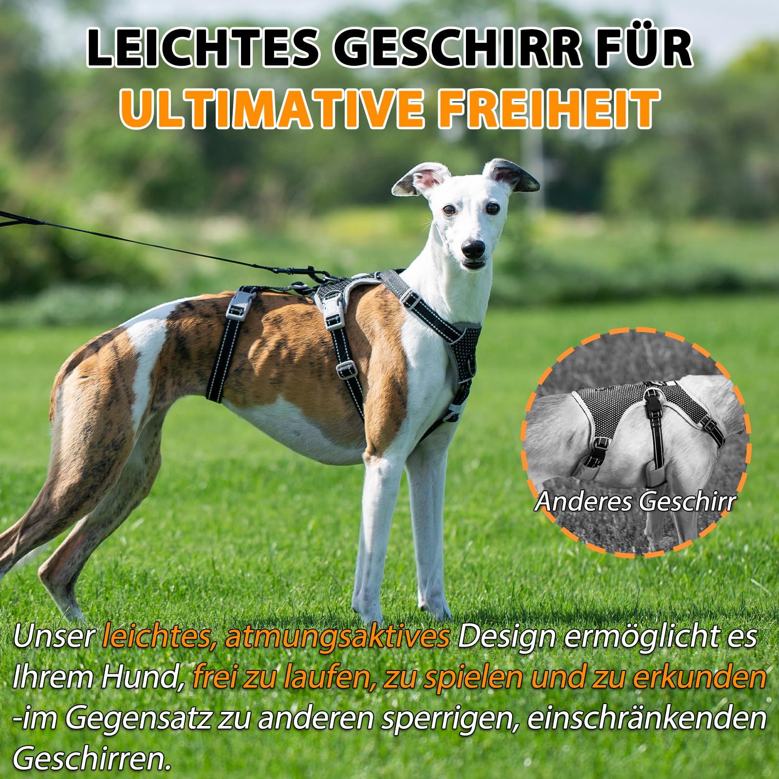Huntboo Sicherheitsgeschirr Hund Ausbruchsicher, Panikgeschirr für Hunde, Anti Zug Hundegeschirr, Reflektierend, Verstellbare, Leichte Weste für kleine, mittelgroße und große Haustiere (Schwarz,L)