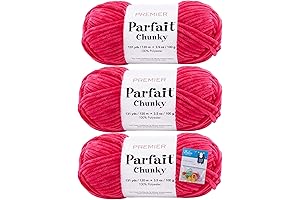 Premier Parfait Chunky Yarn 3 Pack Bundle with 10 Bella's Crafts Stitch Markers (Bright Pink)
