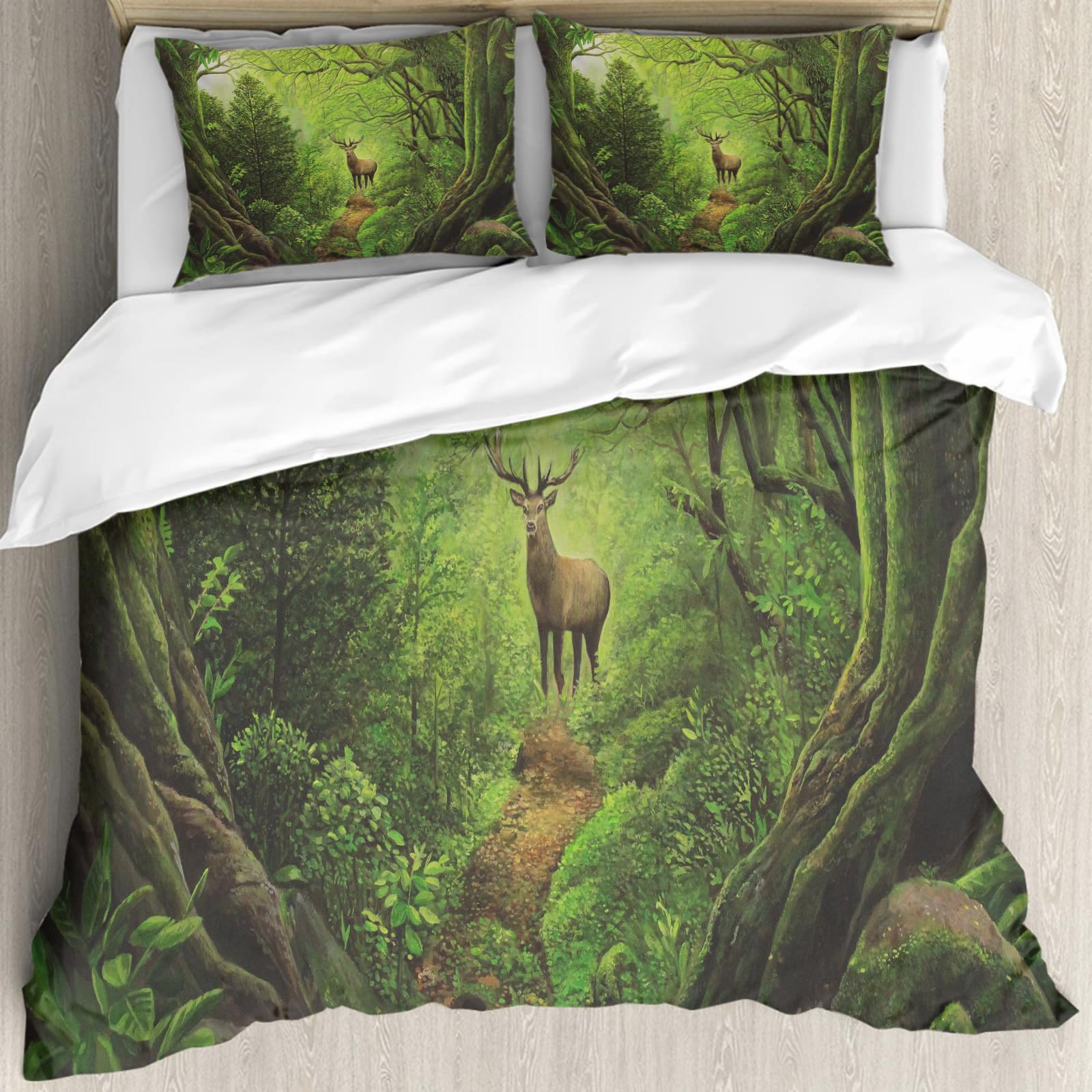 Housse de couette forêt peinture à l'huile 228x264cm douceur hypoallergénique