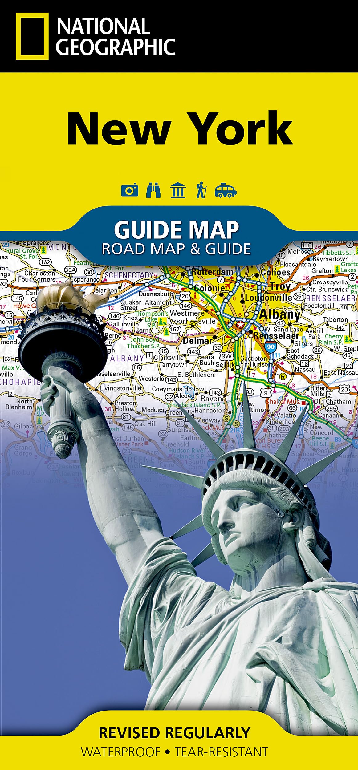 New York State Guide Map by National Geographic – Waterproof Road Map with Parks, Highways & Scenic Routes – Foldable Travel Map of New York State (National Geographic Guide Map)