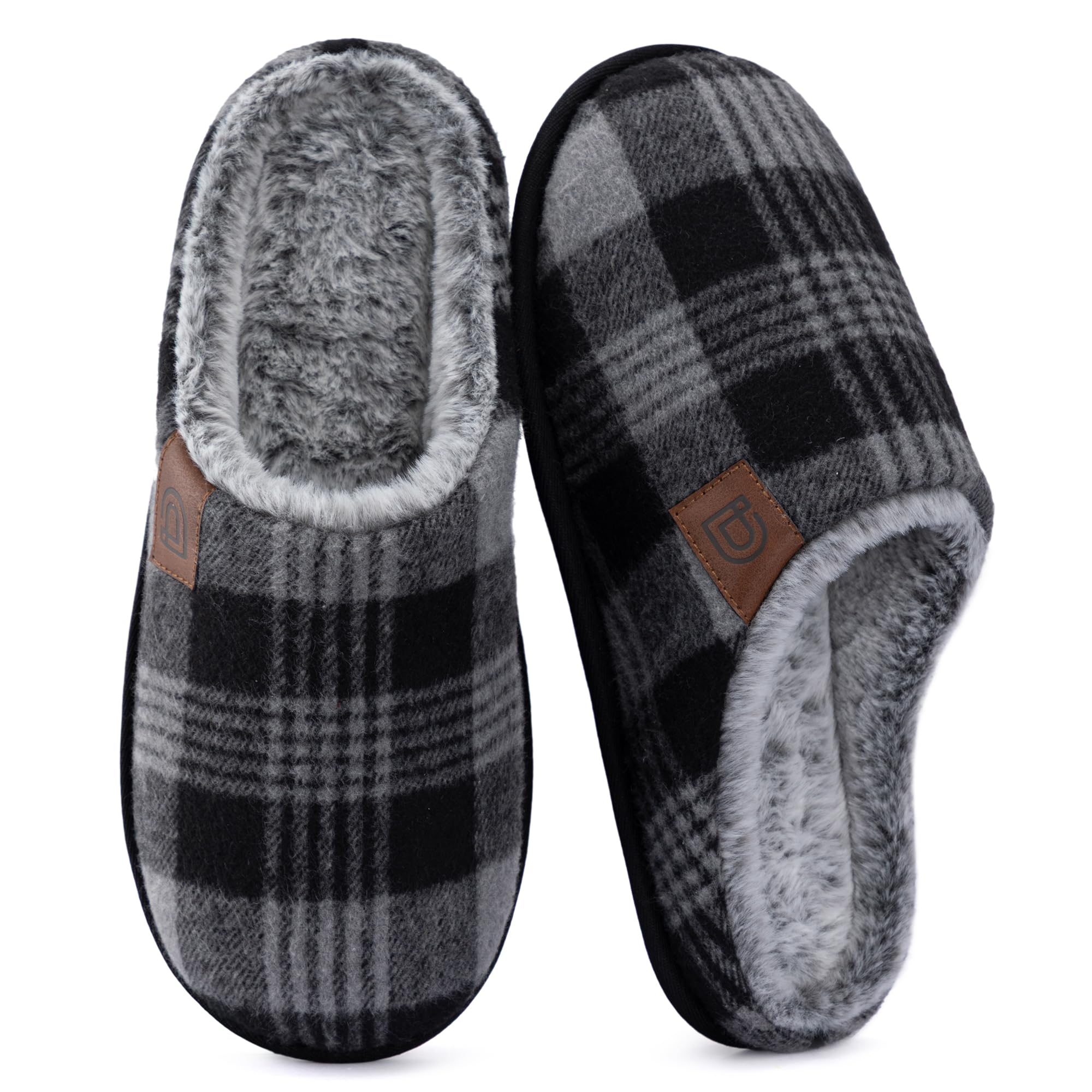 ULTRAIDEAS Mens Fuzzy Scuff Slippers Comfy Winter Warm Indoor House Shoes Fur Lined