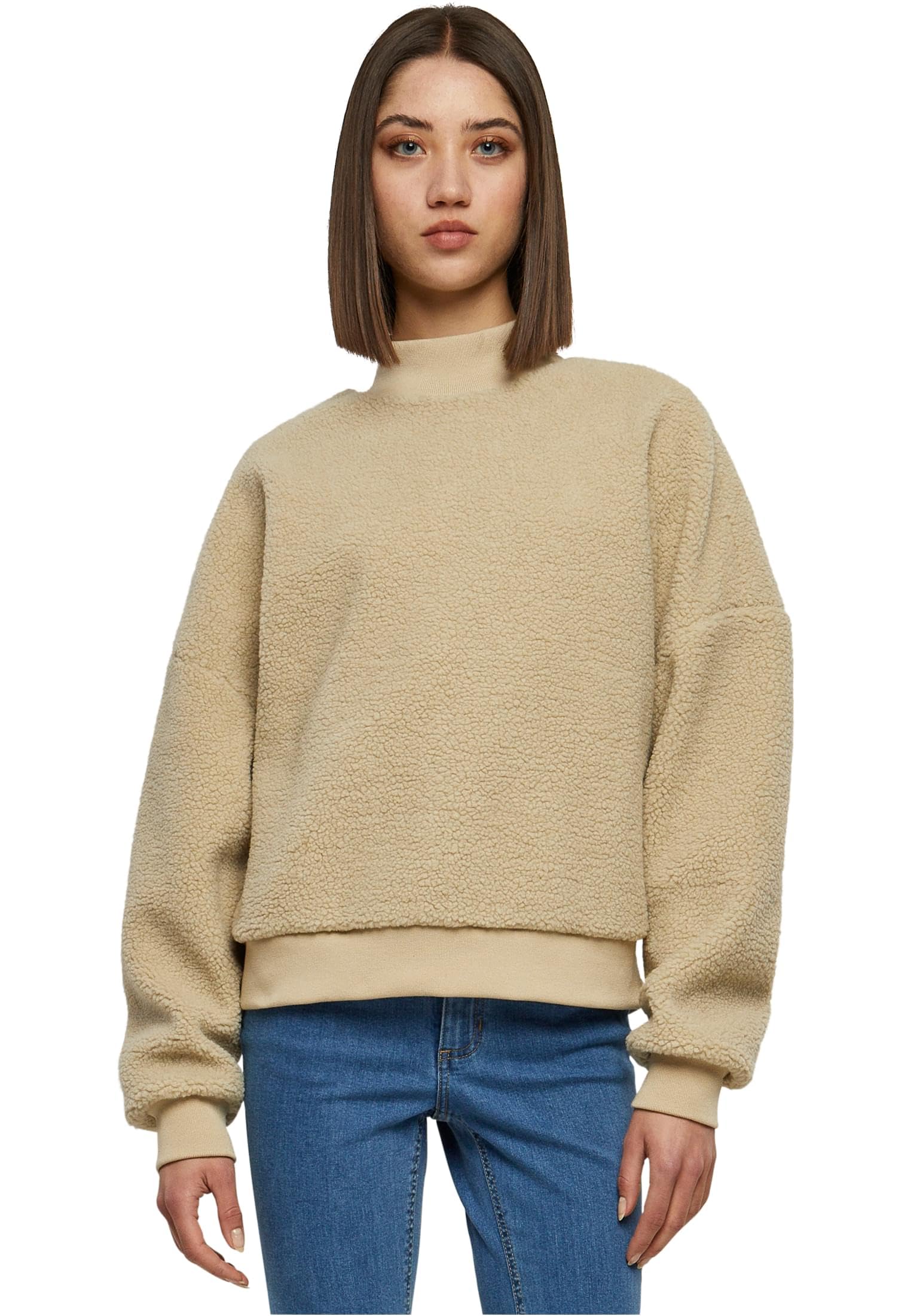 Urban Classics Women's Ladies Sherpa Crewneck Sweatshirt, Wetsand,