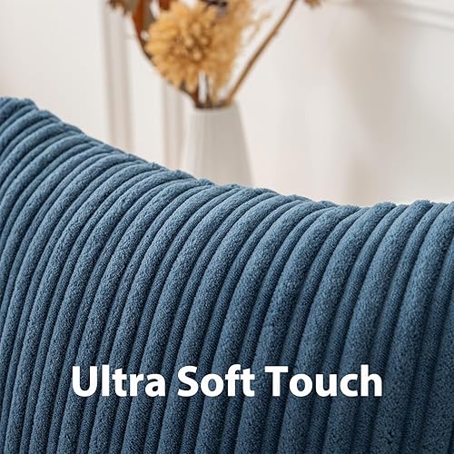 Miniatura 406 de UGASA - Juego de 2 fundas de almohada de terciopelo a rayas, funda decorativa para cojín con cremallera oculta para el hogar, sofá, dormitorio,