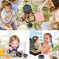 Vista 7 de Bento Lunch Box Set for Kids with 8oz Soup Thermo, Leak-Proof Lunch Containers with 4 Compartment, Kids Thermo Hot Food Jar and Insulated Lunch Bag