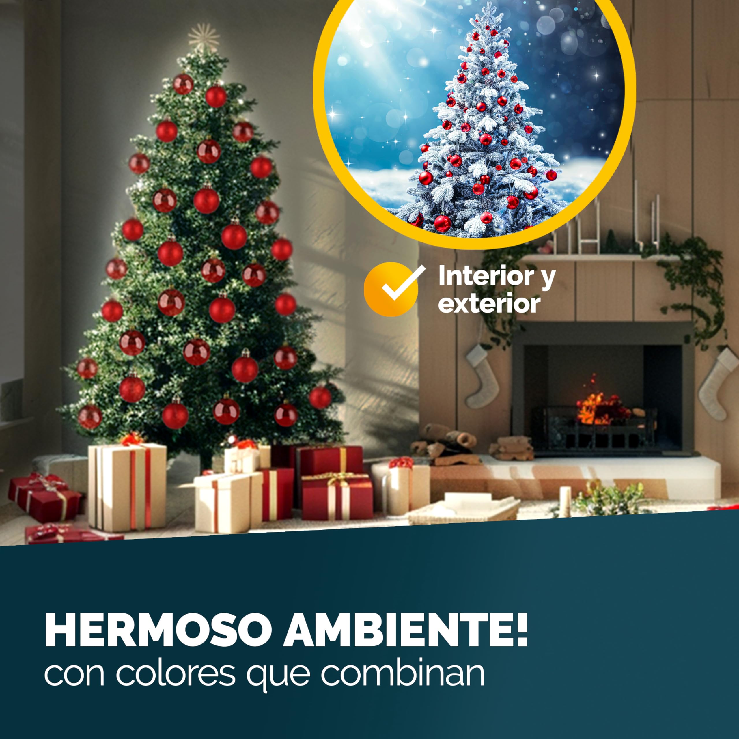 Deuba® Bolas Árbol de Navidad Set Completo 54 Pzs. Adornos Decoración Brillante Mate Colgante Rojo