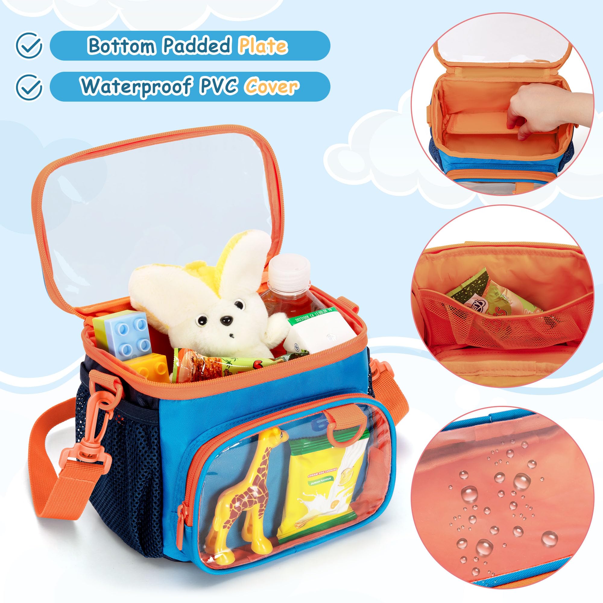 GRAOSO Bike Basket Front Kids, Bicycle Basket, Cute Bike Accessories Fit Most of Handlebar, Tricycle, Scooter Bag for Girls and Boys with Shoulder Strap, Patented Design, Blue