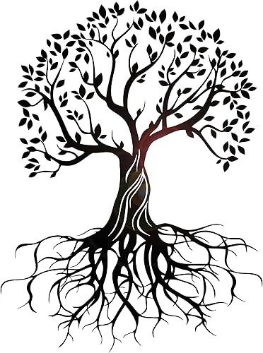 Vinilo decorativo para pared, diseño de árbol con raíces y bosque, naturaleza, decoración grande (g8653), color negro