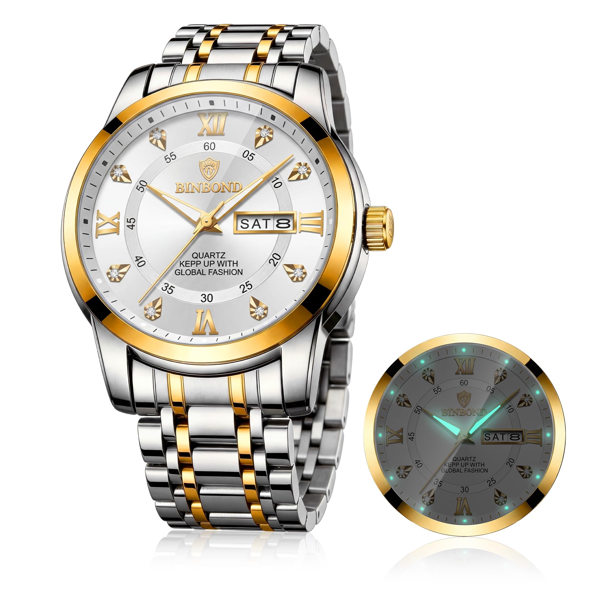 Luminex Commerce Diamond Style Quartz Watch Gold - Image 1