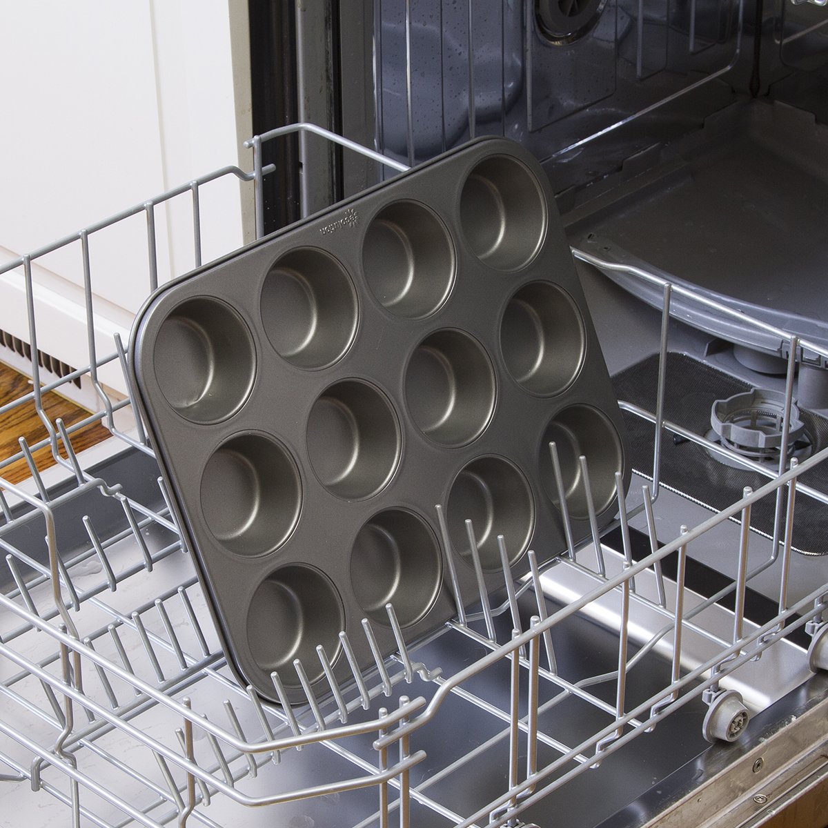 Ecolution 12 Muffinförmchen, Backgeschirr, antihaftbeschichtet, robuster Karbonstahl, Grau