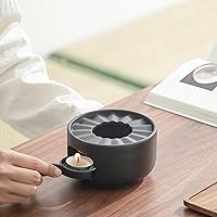 Vista 3 de Calentador de tetera de gres con cuchara de vela de seguridad, base de calentador de té de cerámica gruesa rústica con orificios de ventilación