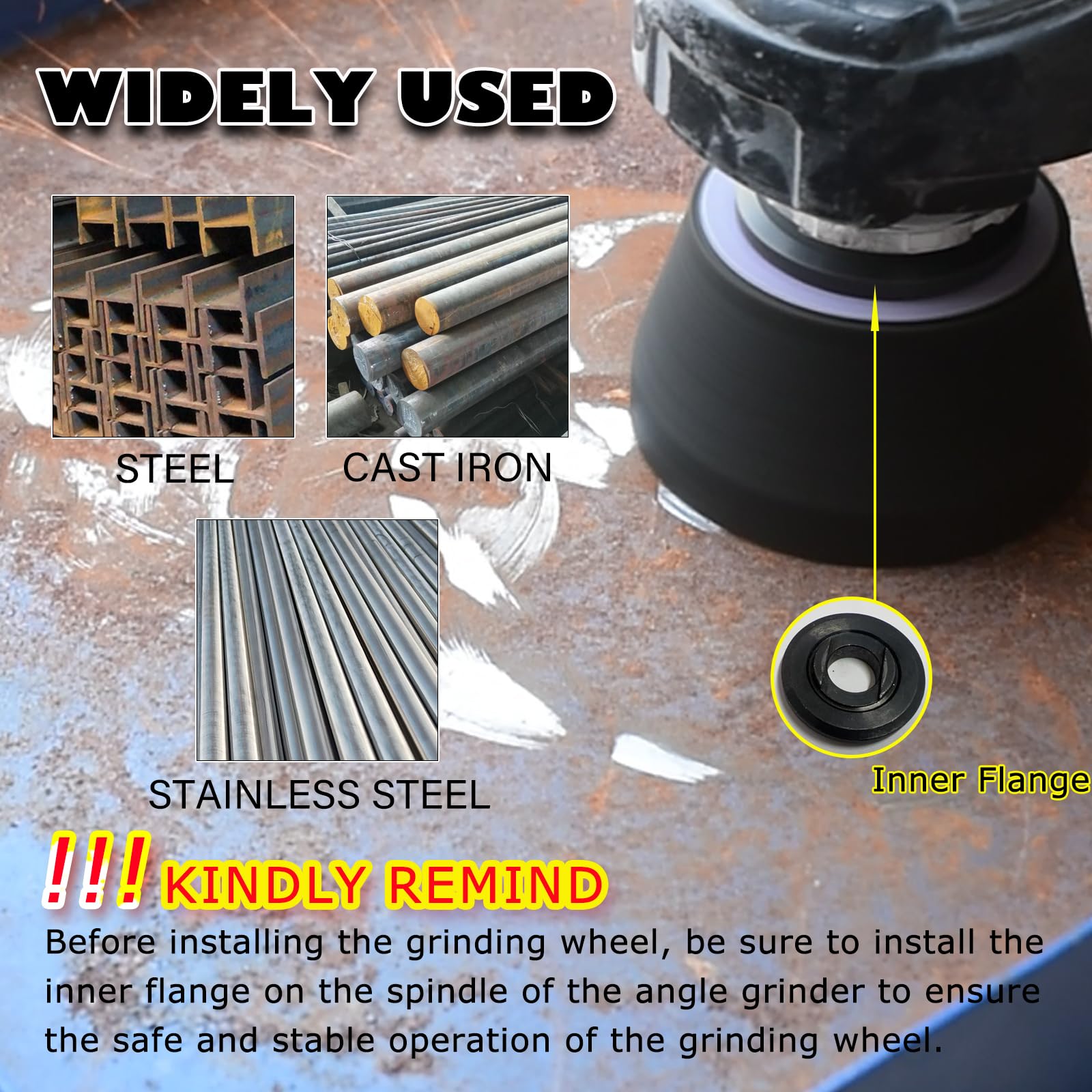 Rueda de piedra de molienda de metal de 3 pulgadas, rueda de copa de molienda de óxido de aluminio para eliminar el óxido y pulir con eje roscado de 5/20.3 cm-11 grano 50