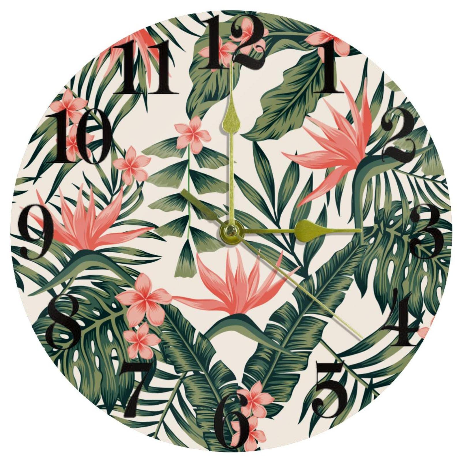 Horloge de maison et cuisine au design tropical pour animer vos murs