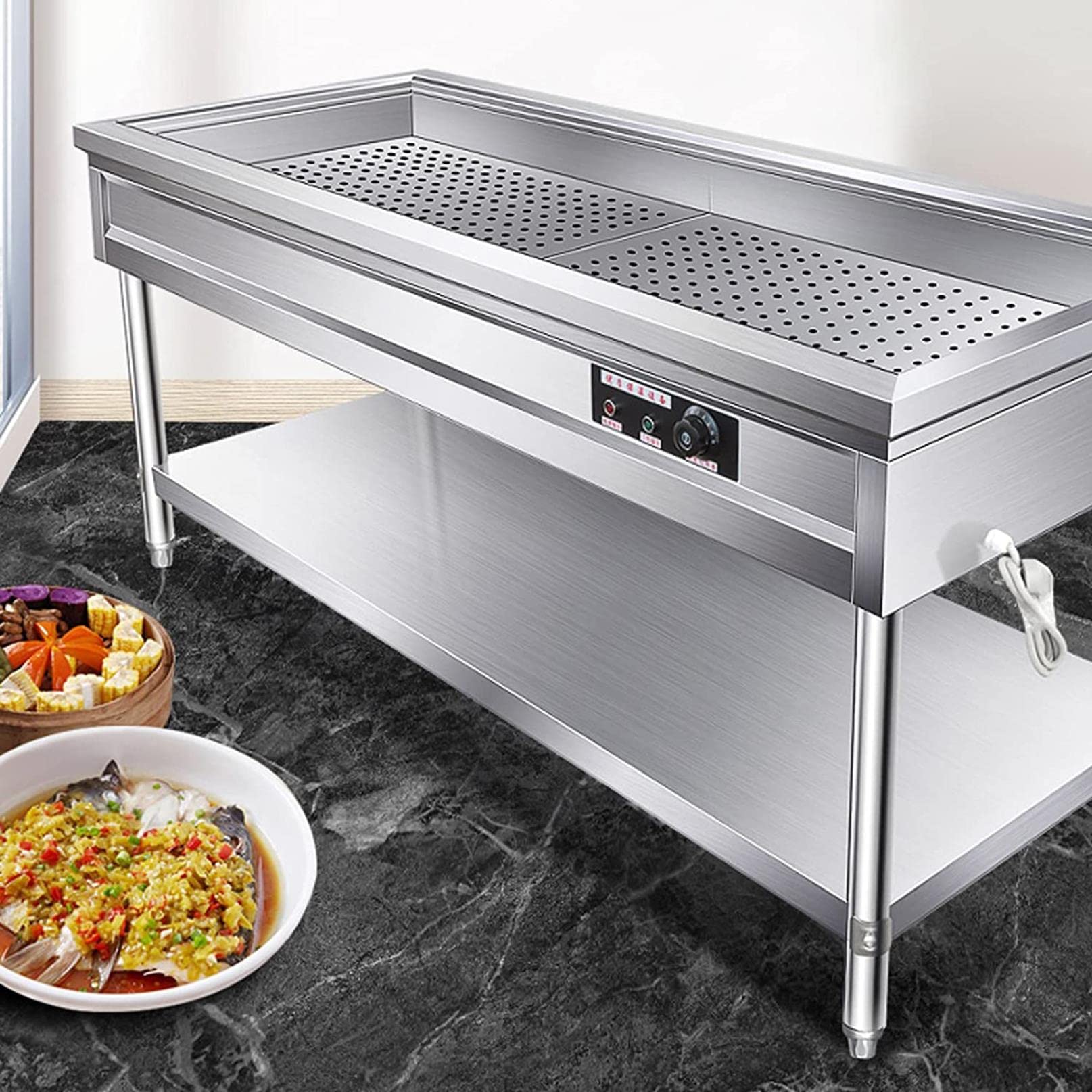 Chafing Dish Calentador De Buffet Platos De Chorro De Acero Inoxidable Servidores Buffet Y Calentadores Calentadores De Alimentos Comerciales De Catering Rectangular 80 * 66 * 80cm 30-110℃