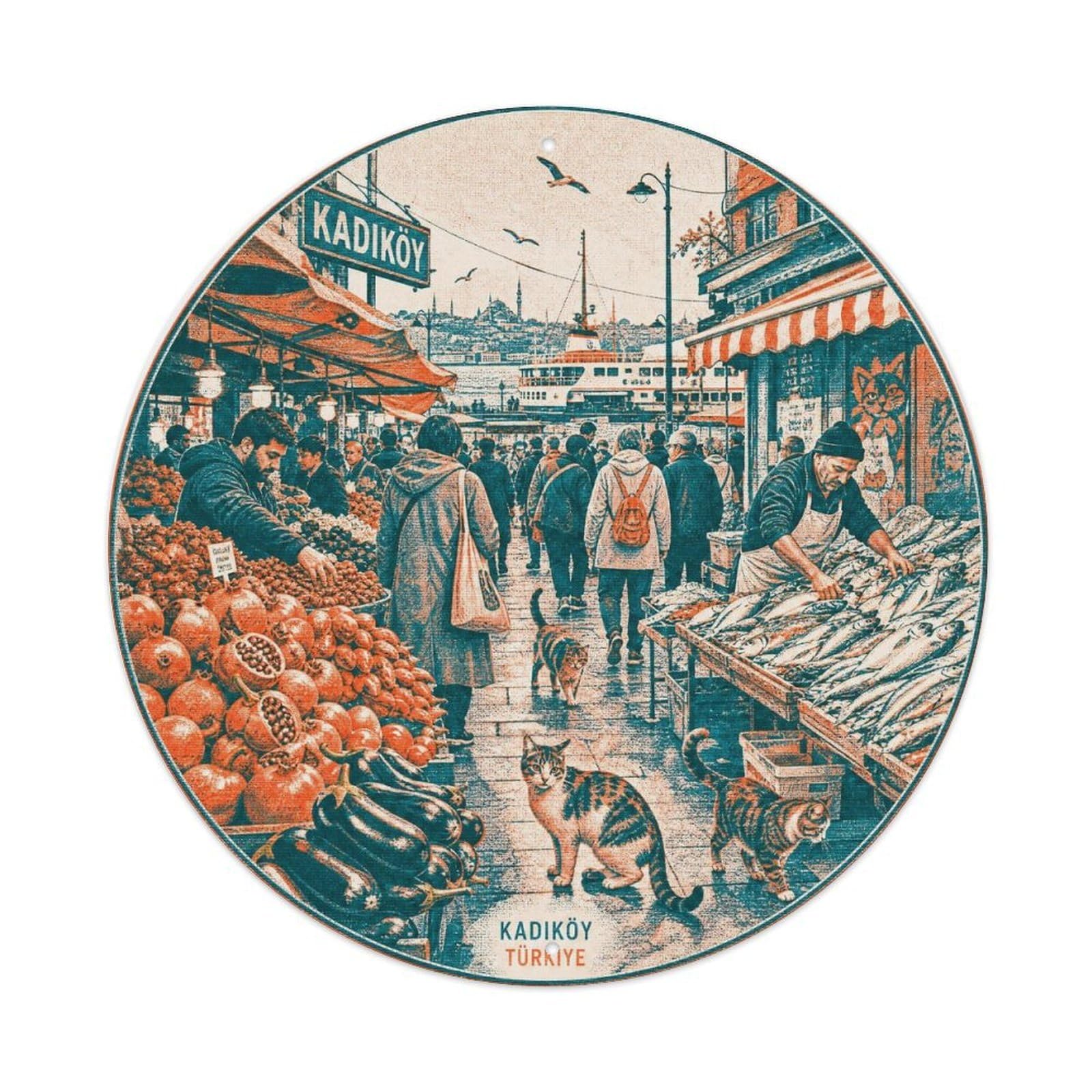 Kadkoy Turkey Heritage Travel Screenprint Style Metal Tin Sign