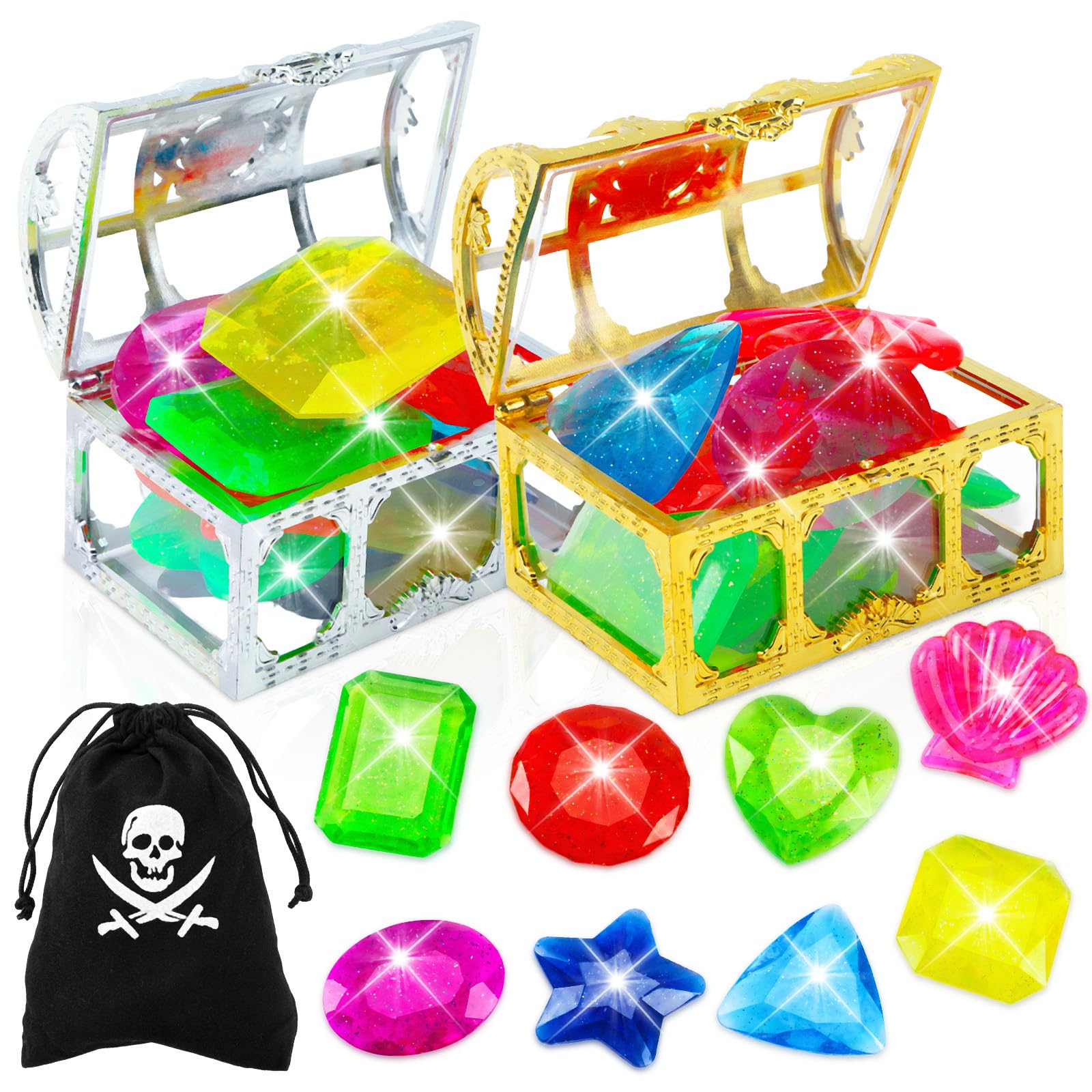 IVLWE 10 Pierres Précieuses Coeur Géantes Pour Enfants - Jeu De Pirate Et Chasse Au Trésor